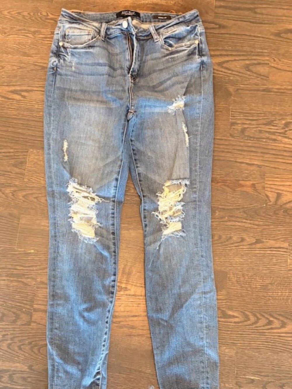 Judy Blue Skinny Jeans 11/30 Mid Rise Distressed Dark Wash Stretch Denim‎